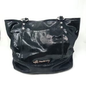 B. B Makowsky Black Leather Handbag Satchel Purse A212546 4.75Wx13.5Lx14H